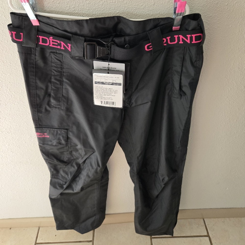 Grundens Black Rain Pants with Pink Accents